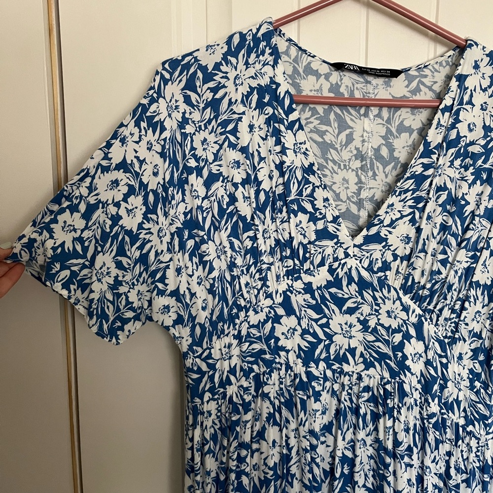 Zara Blue Floral Midi Dress